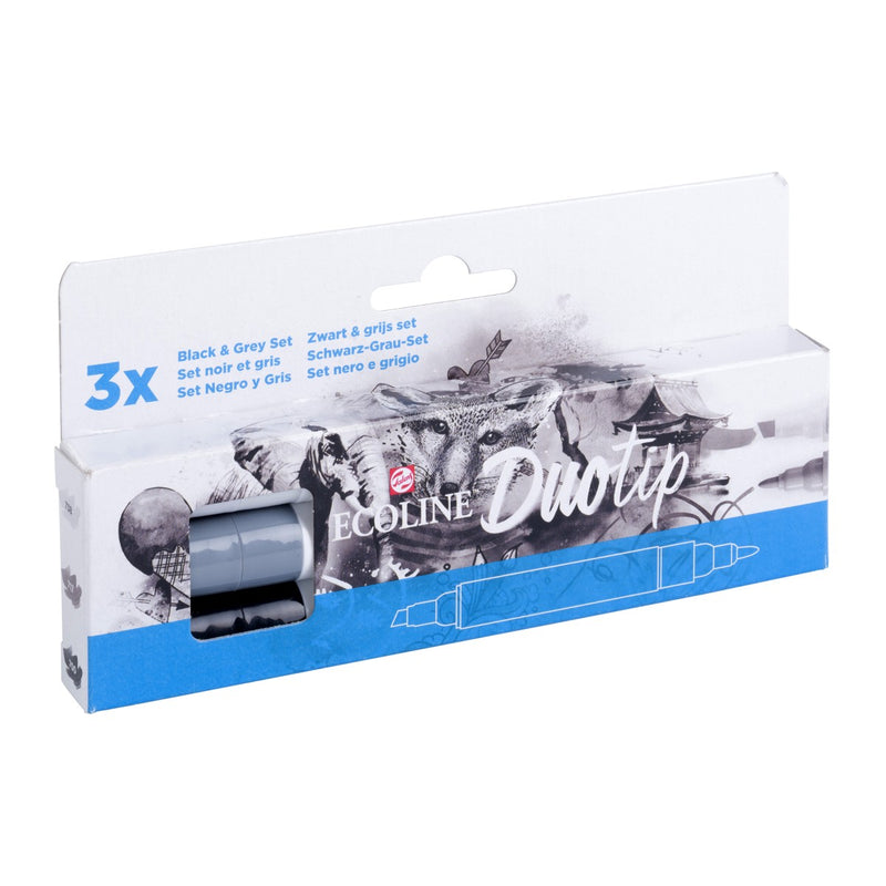 Ecoline Duotip markers set - 3 stuks - zwart en grijs