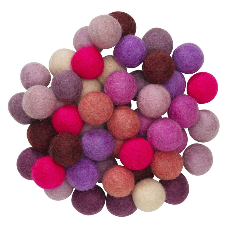 Wolvilt bolletjes - Ø20 mm - 50 stuks - roze mix