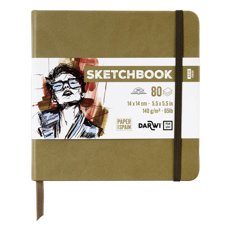 Darwi Sketch schetsboek - 14 x 14 cm - kaki