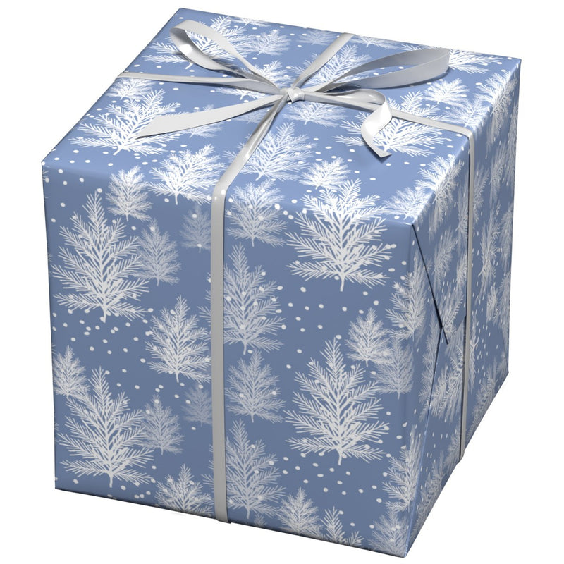 Cadeaupapier - 10 meter - blauw ijsbomen