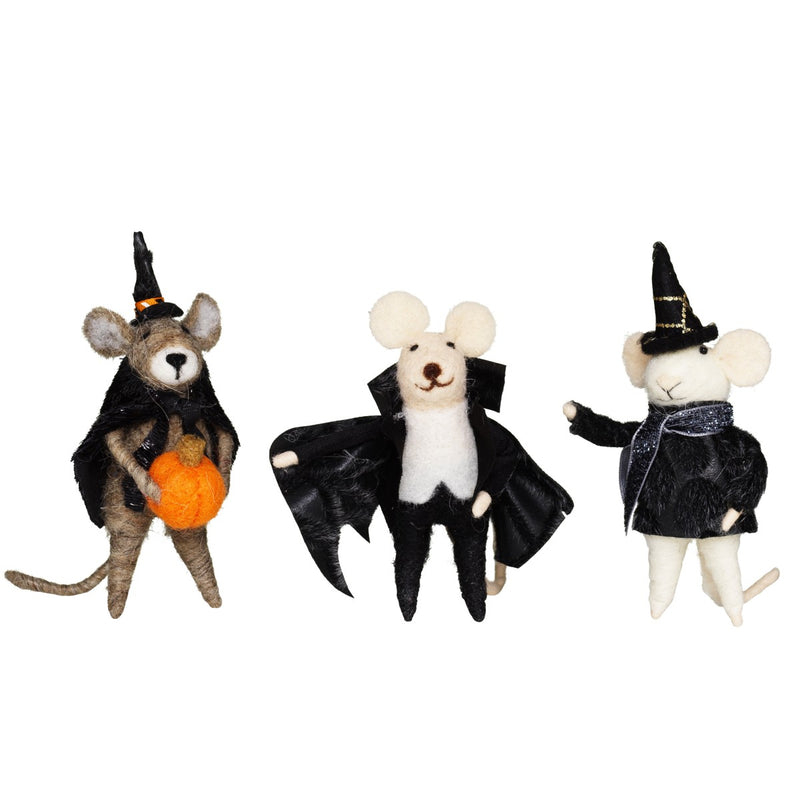Handgevilte Halloween - muizen 3 stuks