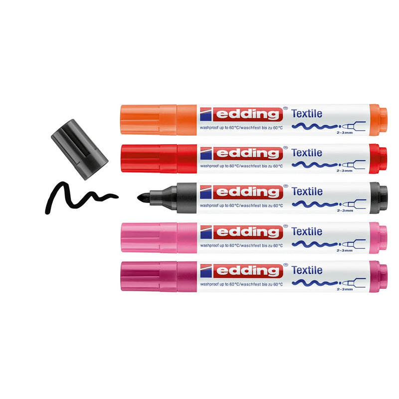 edding 4500 textile pen set - 5 stuks - warm