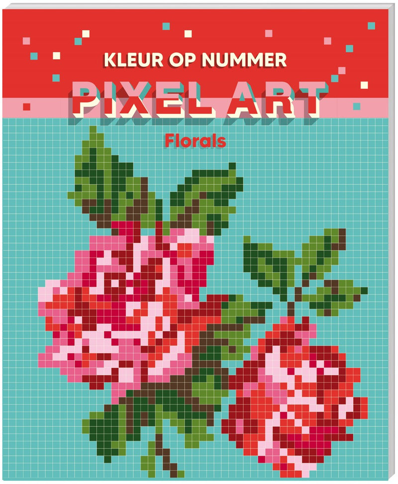 Kleurboek - kleur op nummer - Pixel art Florals