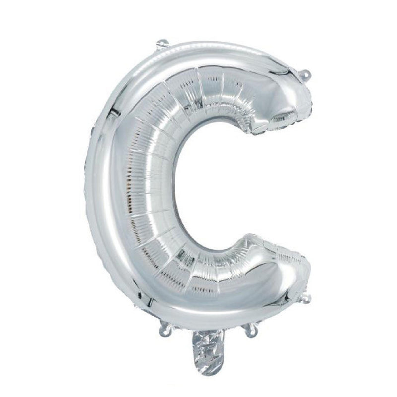 Letterballon zilverkleurig - 32 cm - C