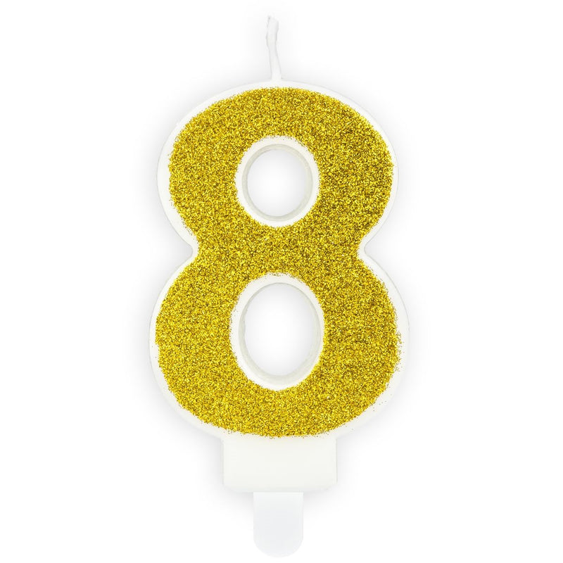 PartyDeco cijferkaars - glitter goud - 8
