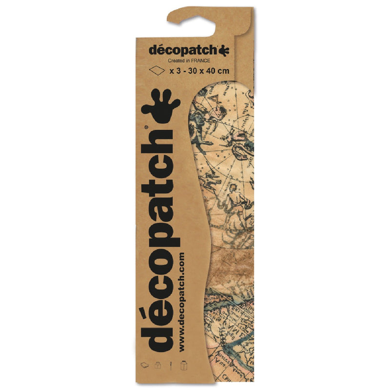 Décopatch - 30x40 cm - 3 vellen - landkaart bruin