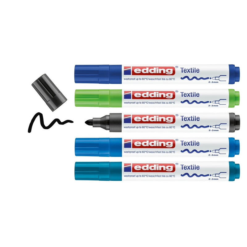 edding 4500 textile pen set - 5 stuks - cool