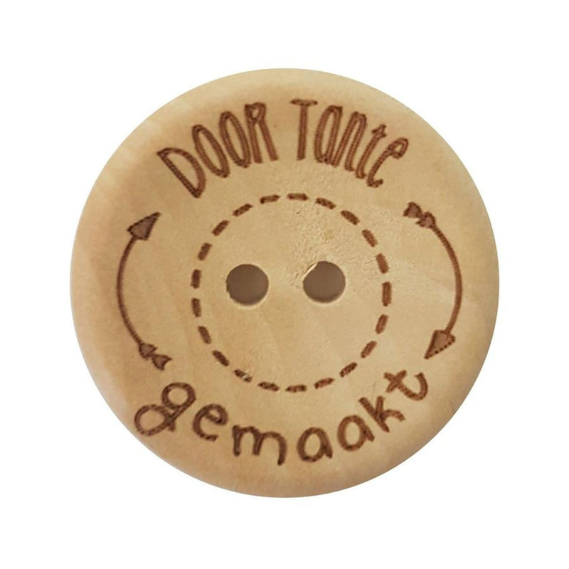 houten knoop 4 stuks - 20 mm 'Door tante gemaakt'