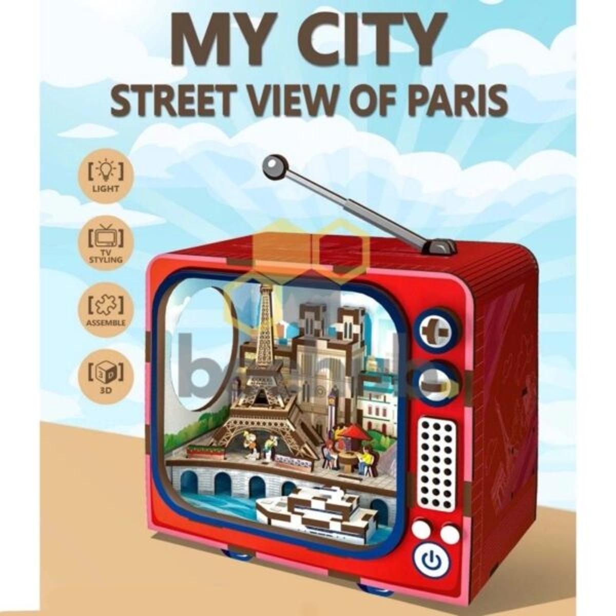 My City Urban Television - houten 3D puzzel - street view of Paris