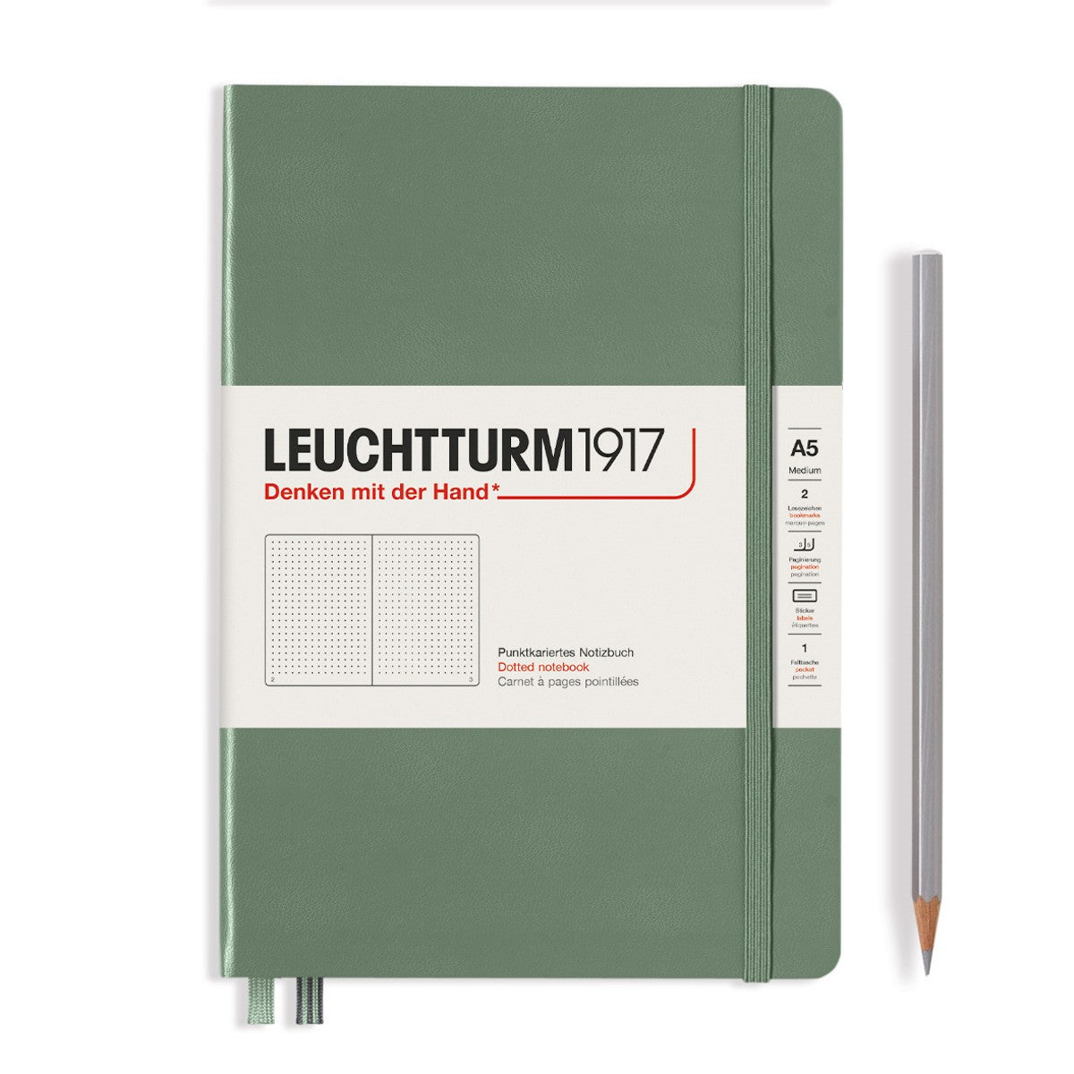 LEUCHTTURM1917 - notebook A5 - gestipt - olijf