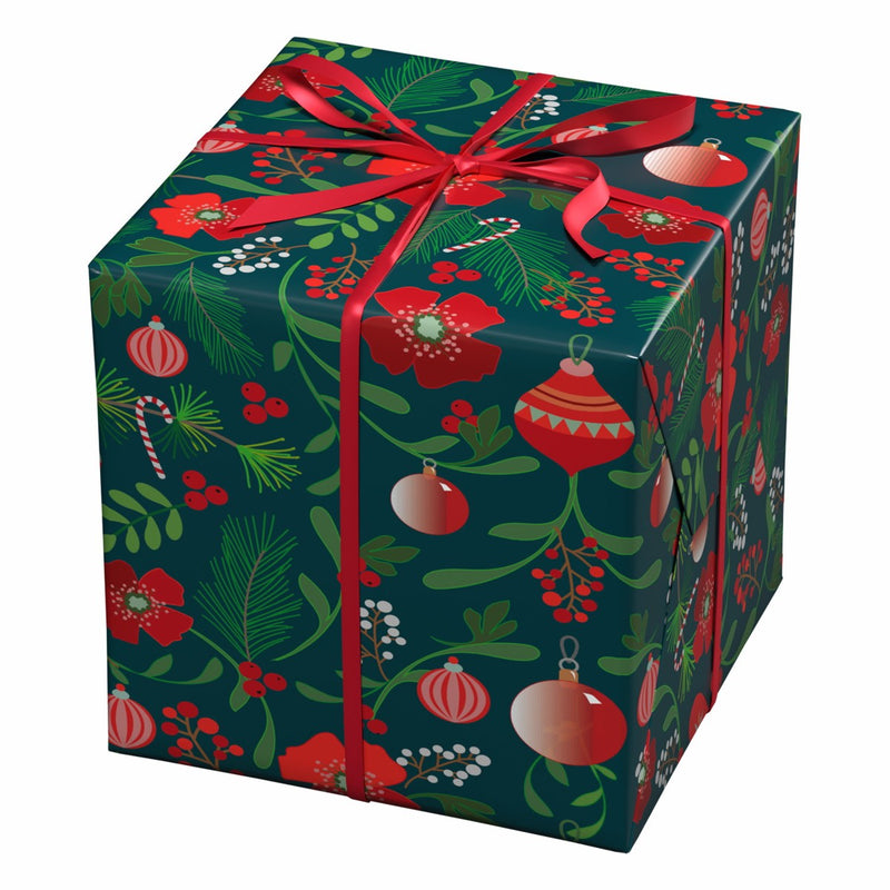 Cadeaupapier - 10 meter - kerstbloemen
