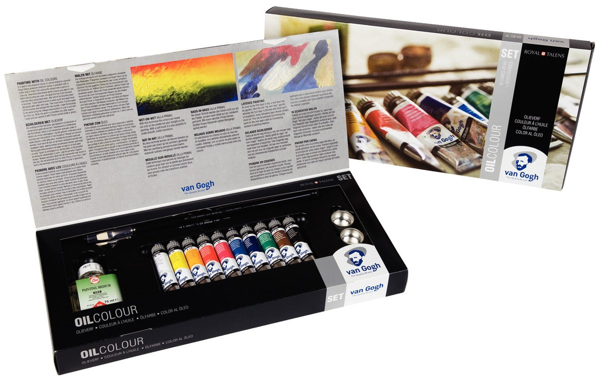 van Gogh olieverf advanced set - 10 kleuren/20 ml + accessoires