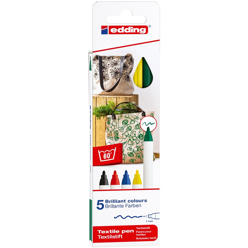 edding 4600 textile pen set - 5 stuks - basis
