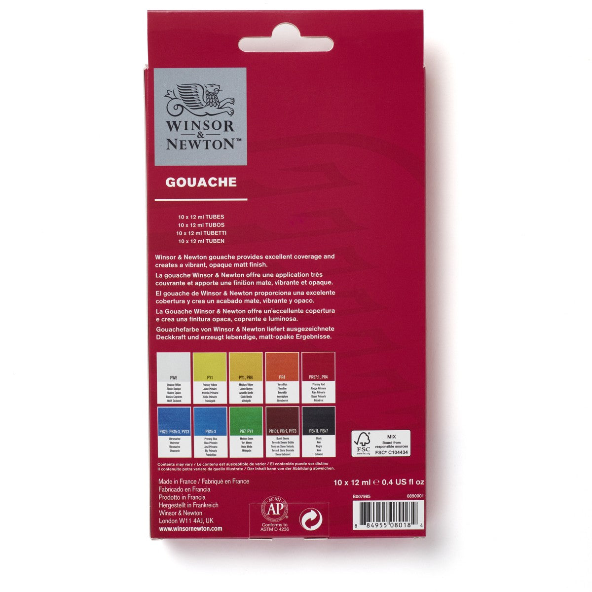 Winsor & Newton - gouache - 10 tubes van 12 ml