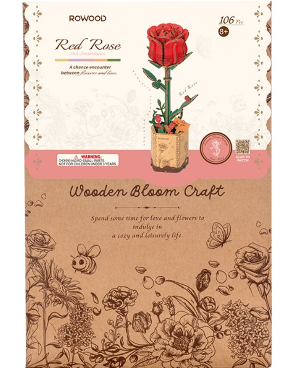 Robotime houten 3D puzzel - Red Rose