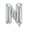 Letterballon zilverkleurig - 32 cm - N