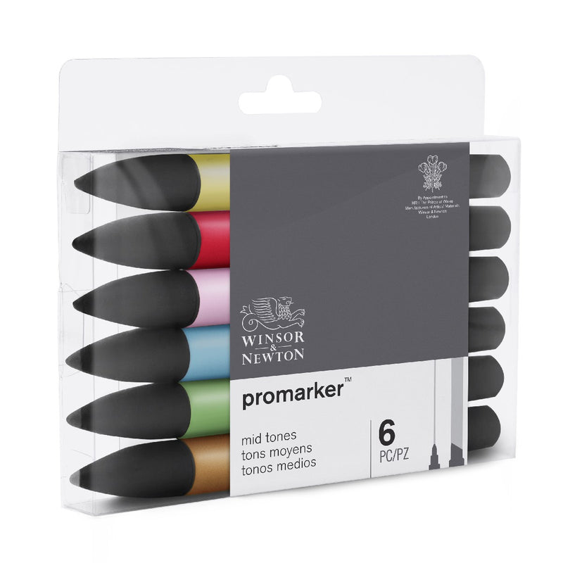 Winsor & Newton Promarker - 6 stuks - mid tones