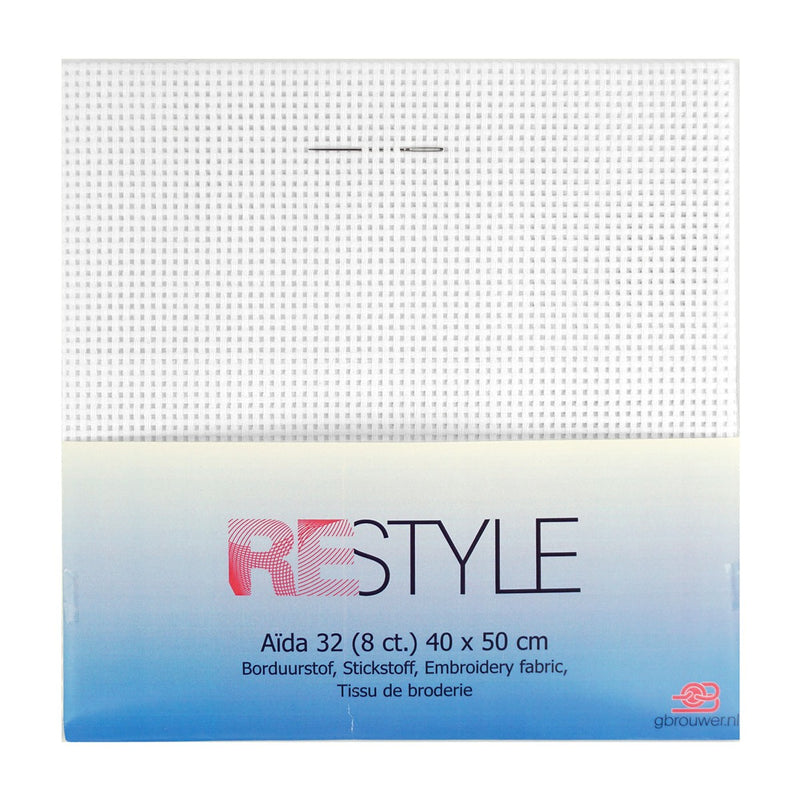 borduurstof Aida 32/ 8 count - 40x50 cm wit