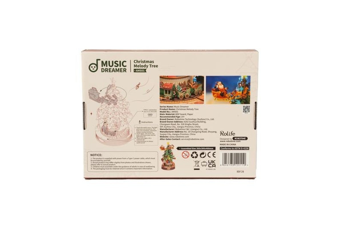 Robotime houten 3D puzzel - muziekdoos Christmas Melody Tree