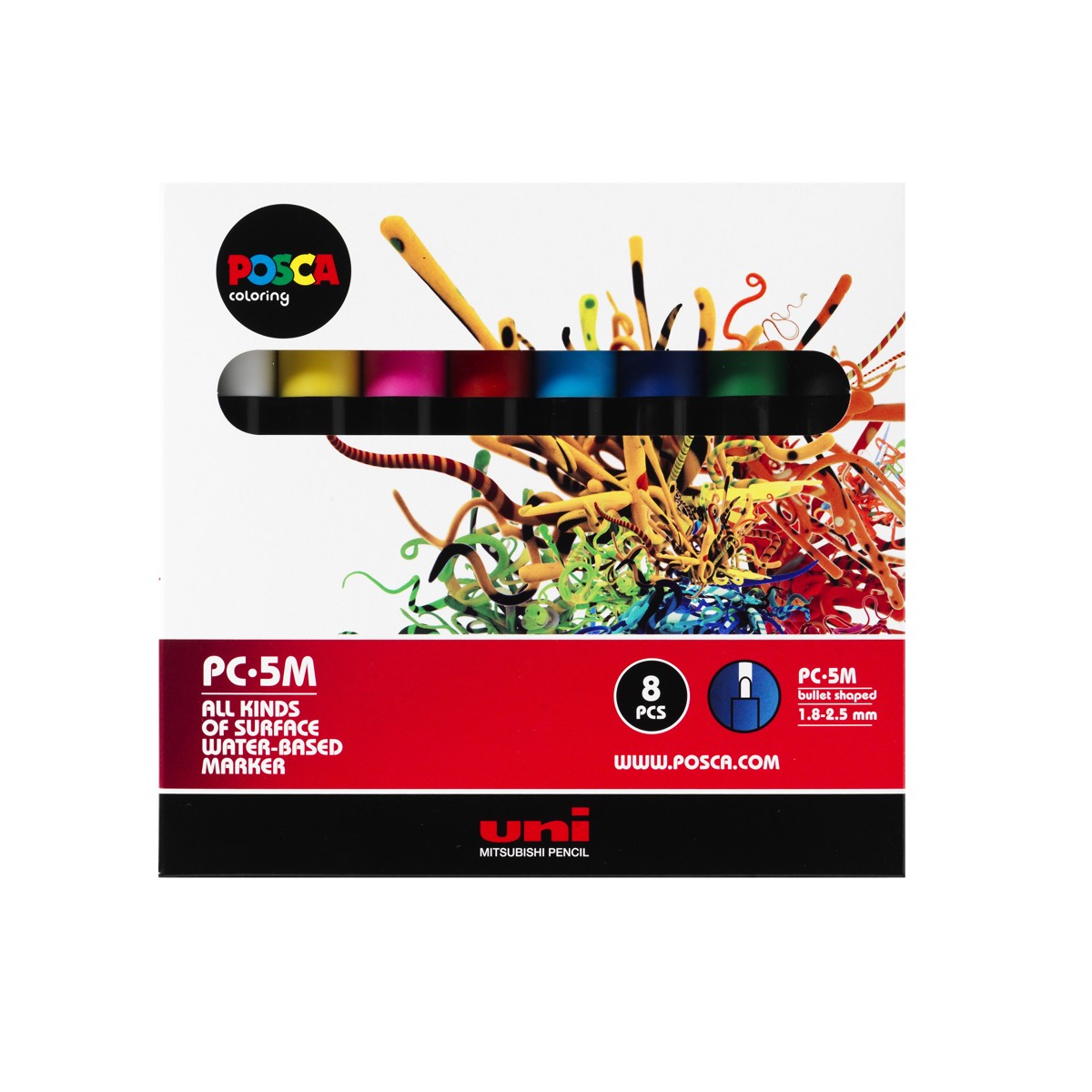 POSCA acrylmarker set - medium PC-5M - basis - 8 stuks