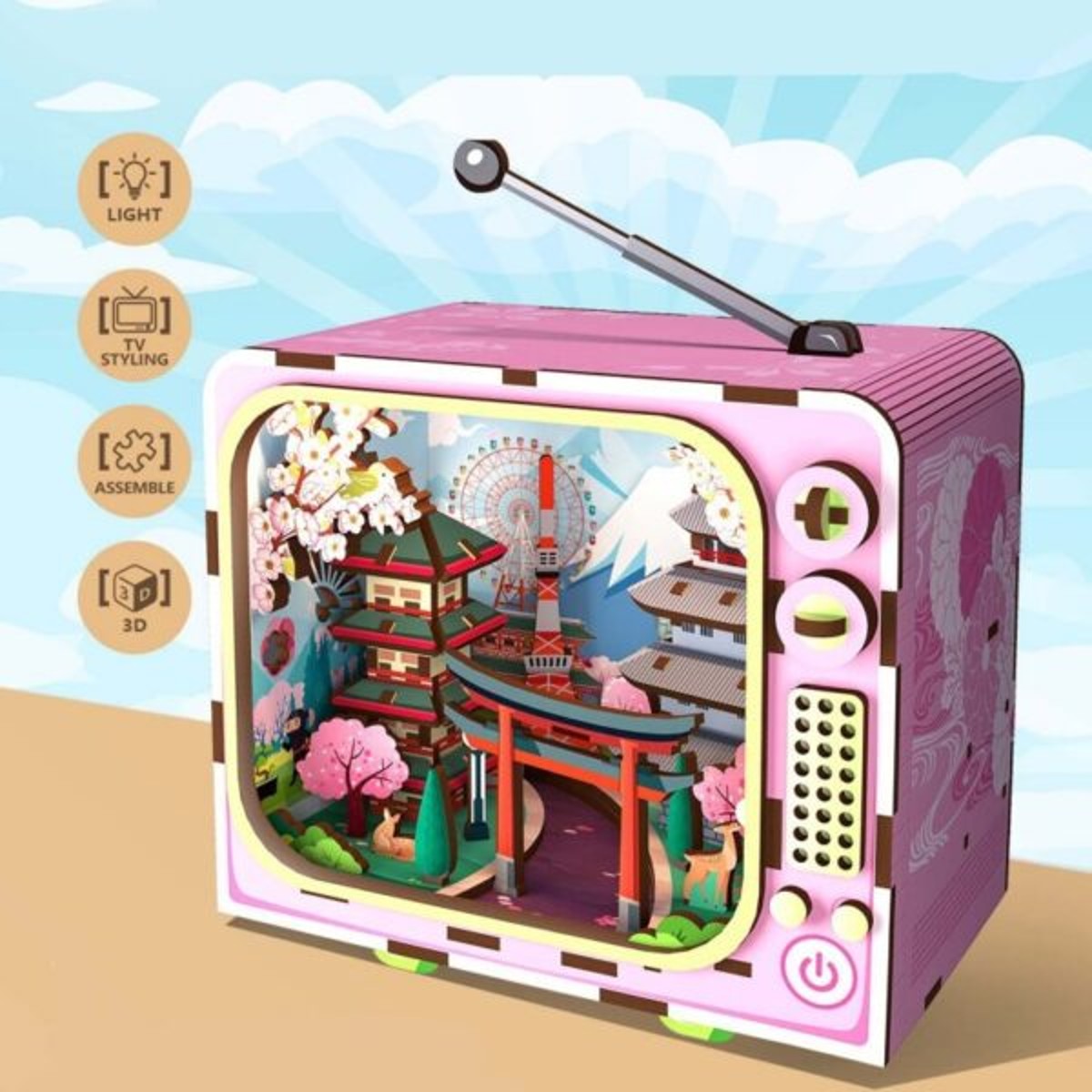 My City Urban Television - houten 3D puzzel - under mount Fuji