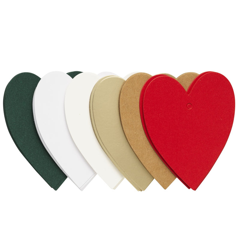 Tags hart - 48 stuks - kerstkleuren