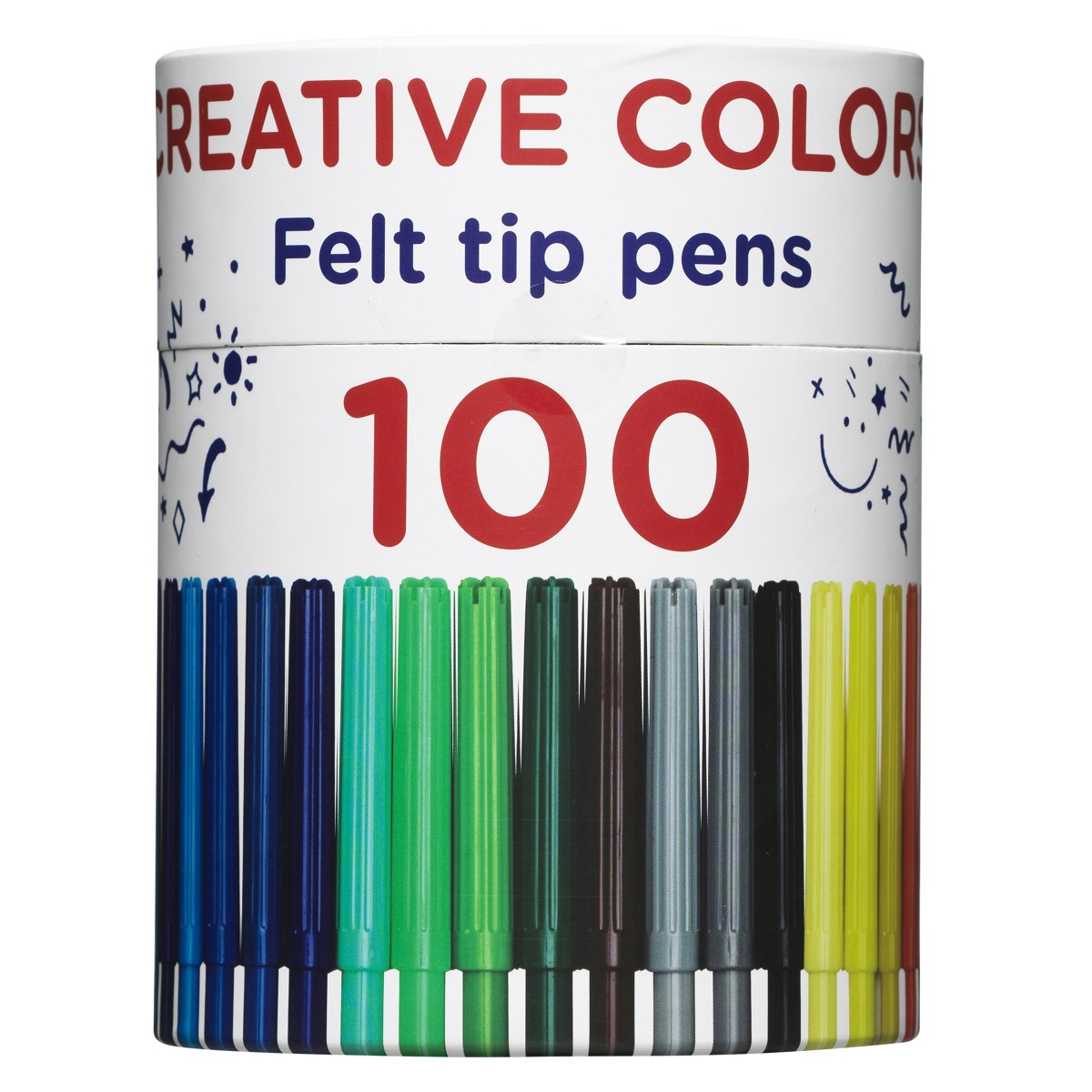 Box met 100 viltstiften - 25 kleuren