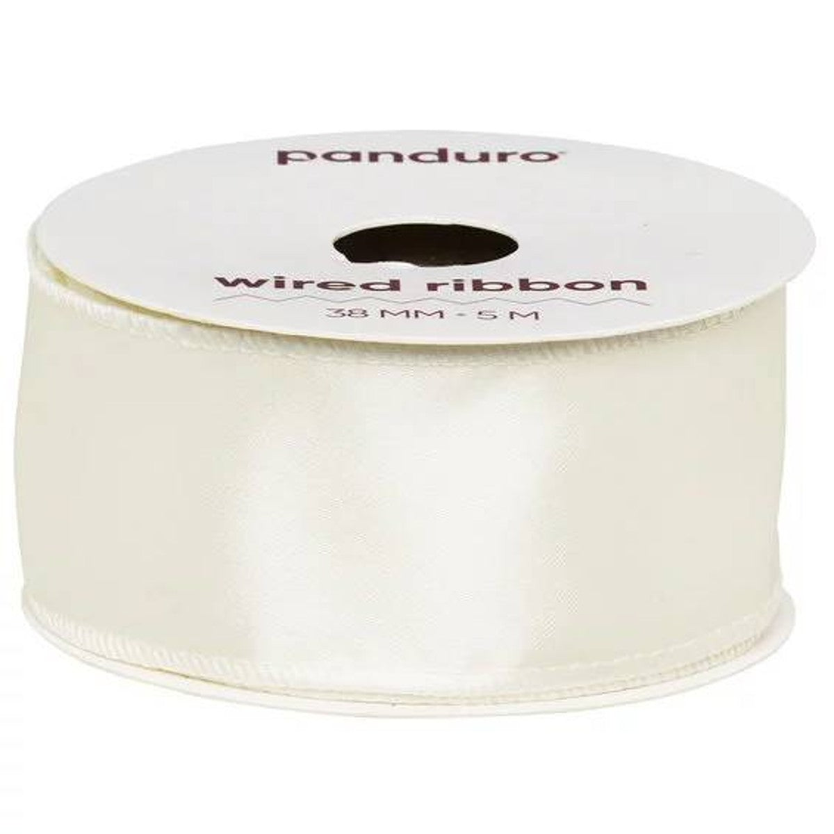 Satijnlint met ijzerdraad - 38 mm - crème