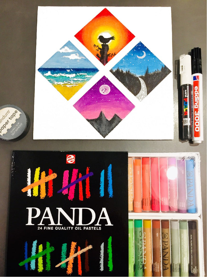 Panda oliepastels - 24 stuks
