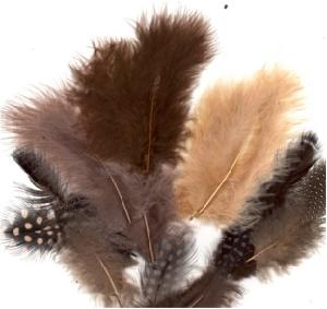 Veren marabou & guinea assorti aarde