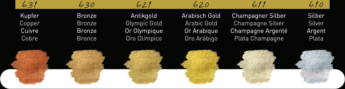 FineTec verftabletten metallic zwart blik met 6 kleuren