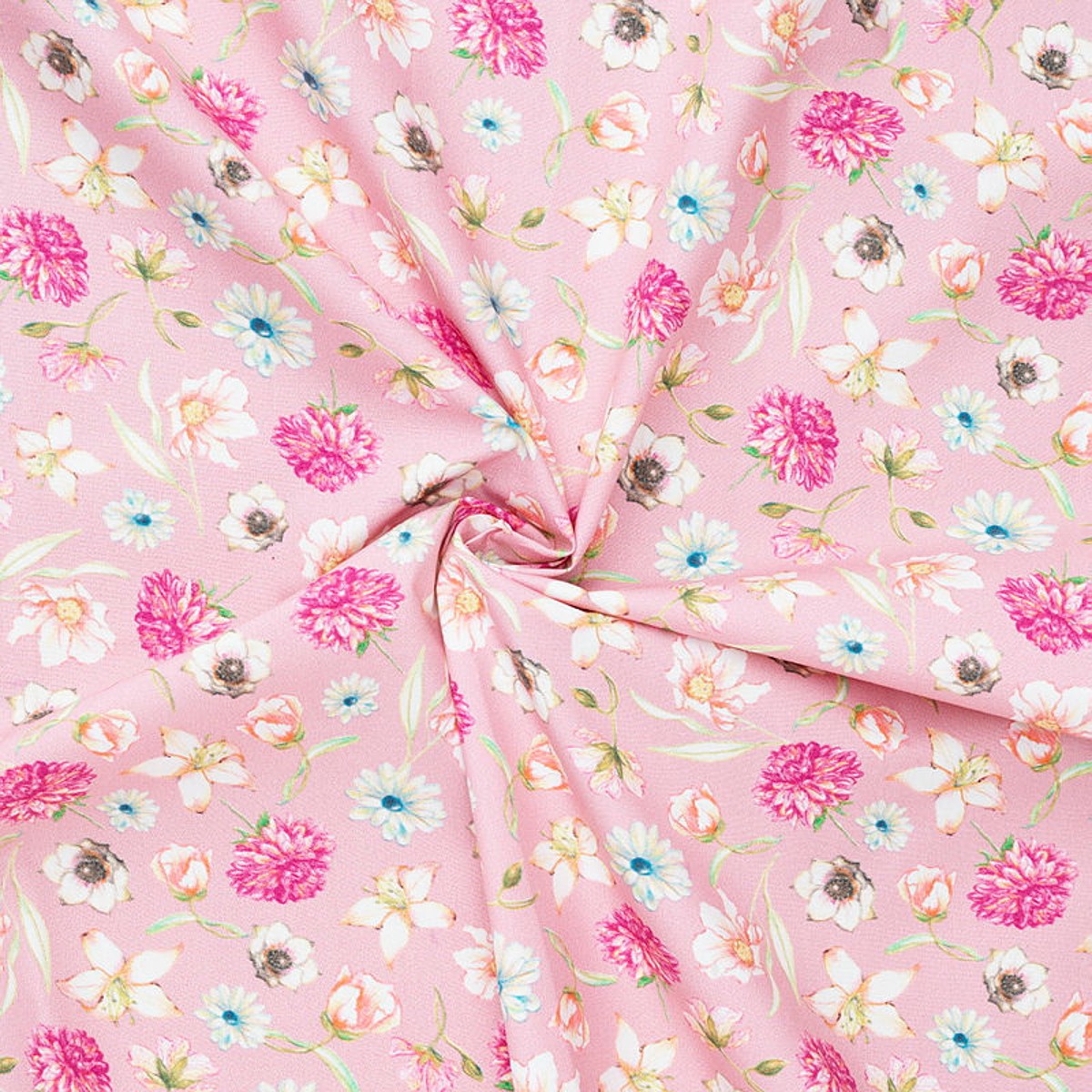 Stof katoen - 100 x 70 cm - flower pink