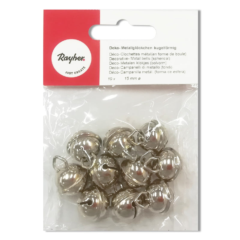 Belletjes - 15 mm - 10 stuks - zilverkleurig