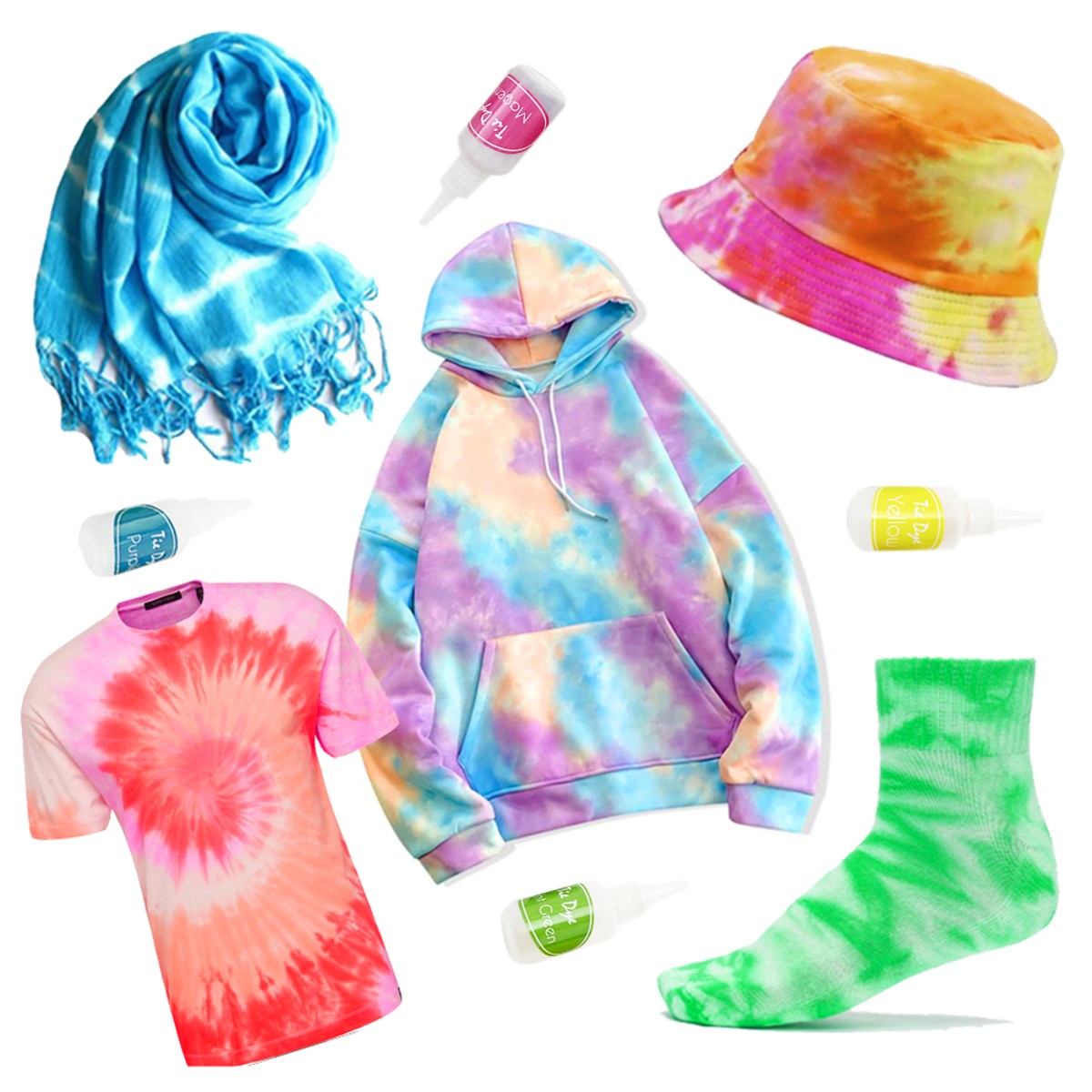 QBIX tie-dye set - 15 kleuren
