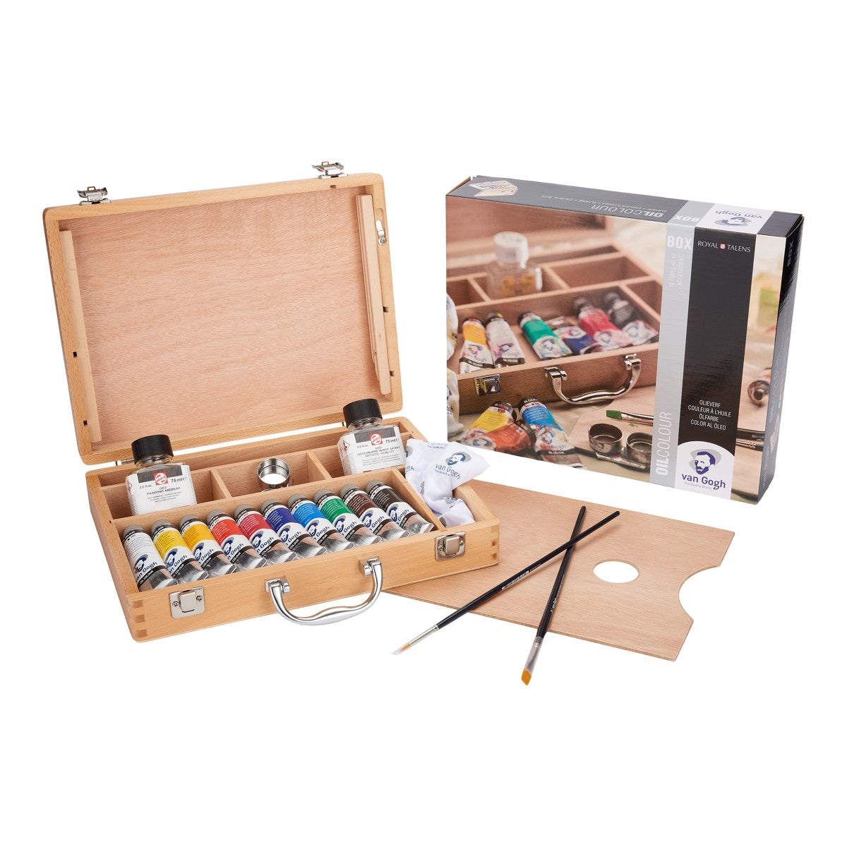van Gogh olieverf kist basic - 10 kleuren/40 ml + accessoires