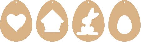 MDF paasornament set van 4