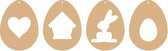 MDF paasornament set van 4