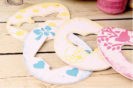 MDF paasornament set van 4