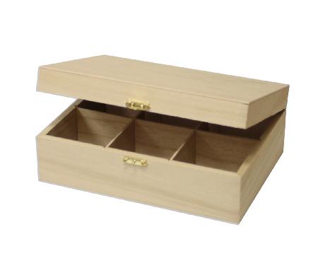 Houten theedoos - 6 vakken