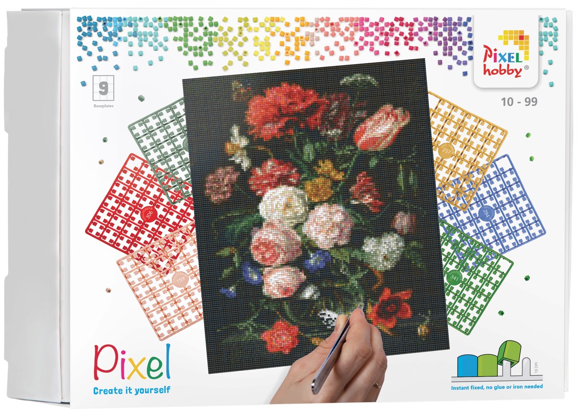 Pixelhobby set - 9 platen - Stilleven met bloemen
