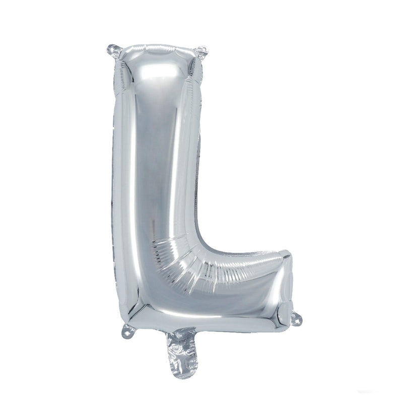 Letterballon zilverkleurig - 32 cm - L