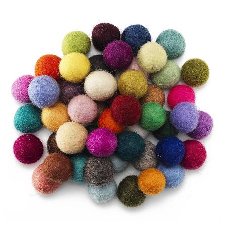 Wolvilt bolletjes - Ø20 mm - 50 stuks - kleurenmix