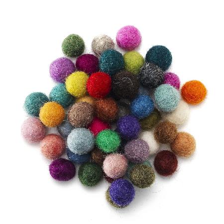Wolvilt bolletjes - Ø10 mm - 50 stuks - kleurenmix