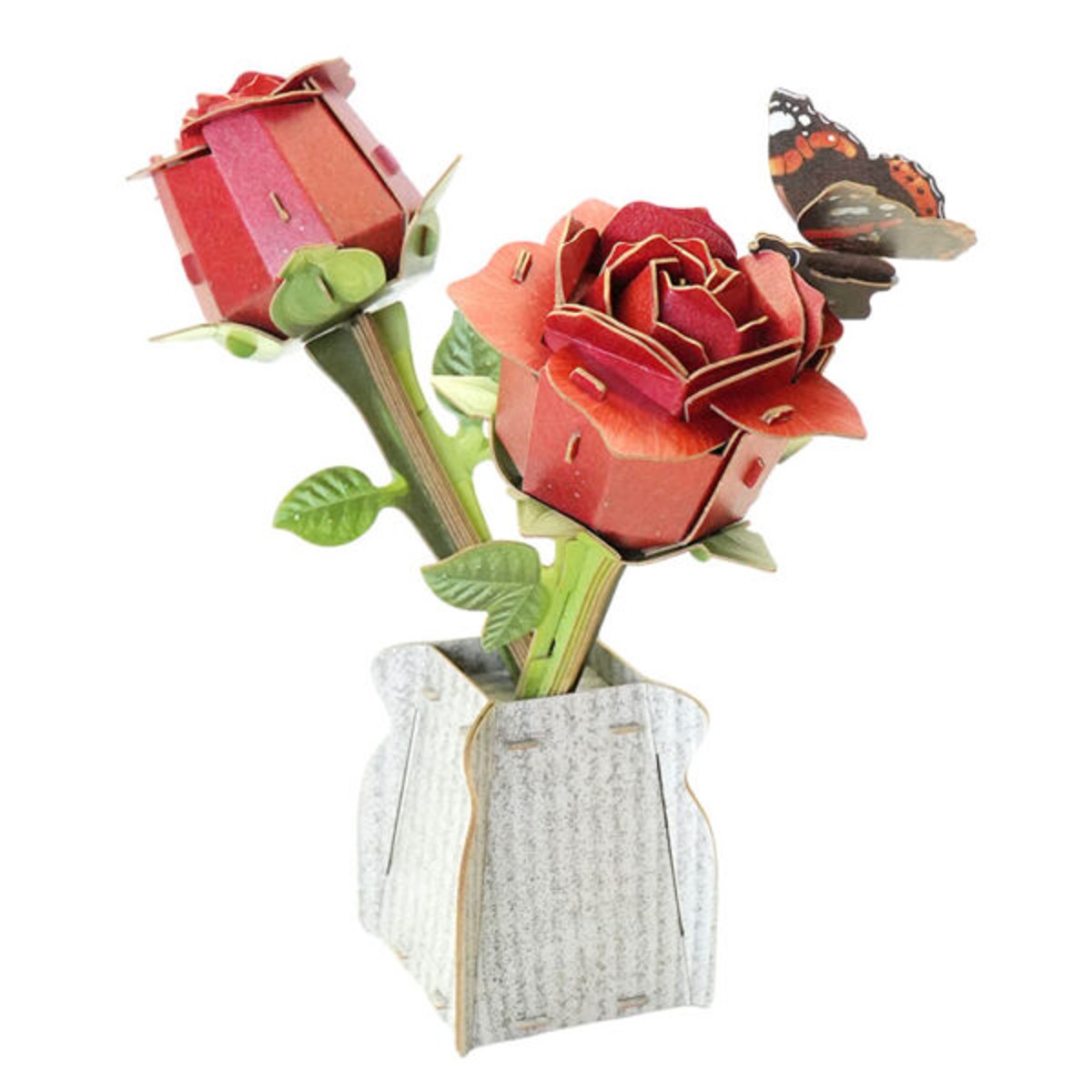 MakeBug 3D modelbouwpakket - rose met Red Admiraal