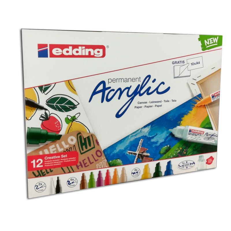 edding acrylic marker set - creative - 12 stuks - basic