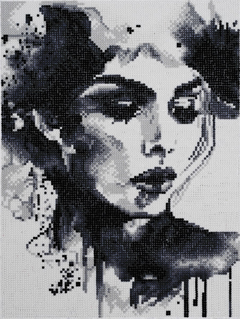 Diamond painting kit - 30x40 cm - zwart/wit gezicht