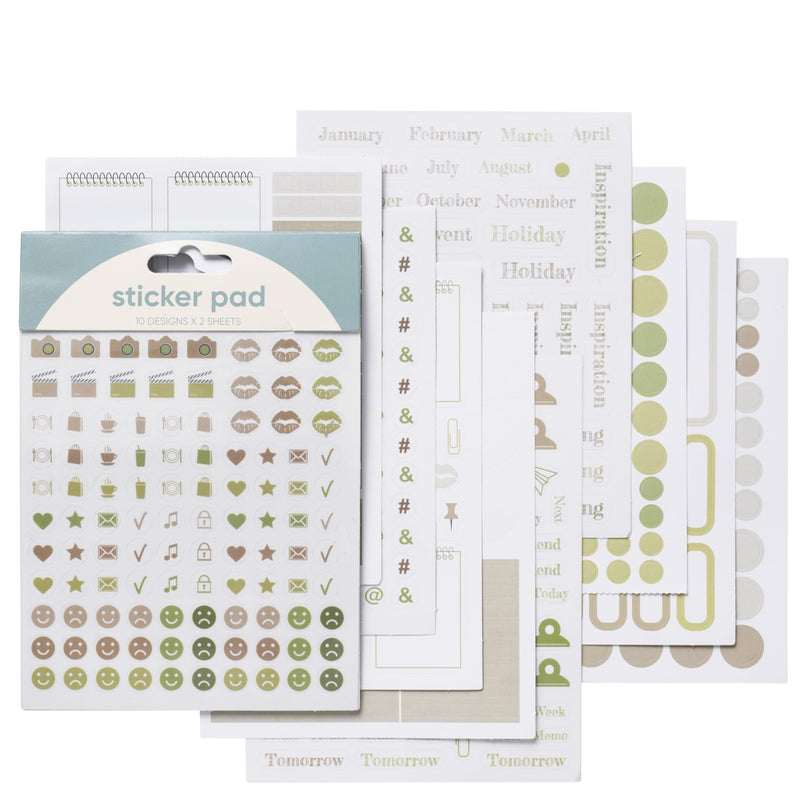 Sticker pad - 20 vellen - groen/beige