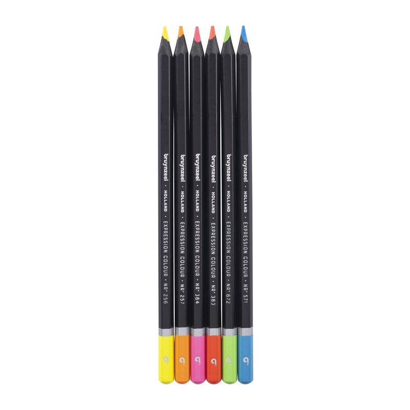 Bruynzeel Creatives - kleurpotloden - 6 stuks - neon