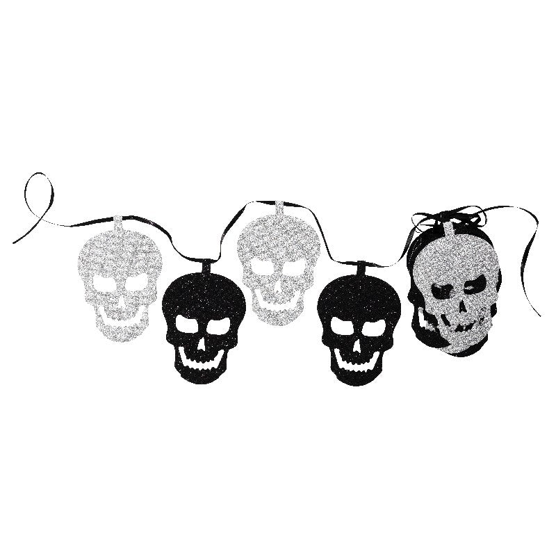 Papierdecoratie guirlande halloween schedel 2m