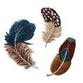 Iron-on feathers 3 stuks- Brown/blue